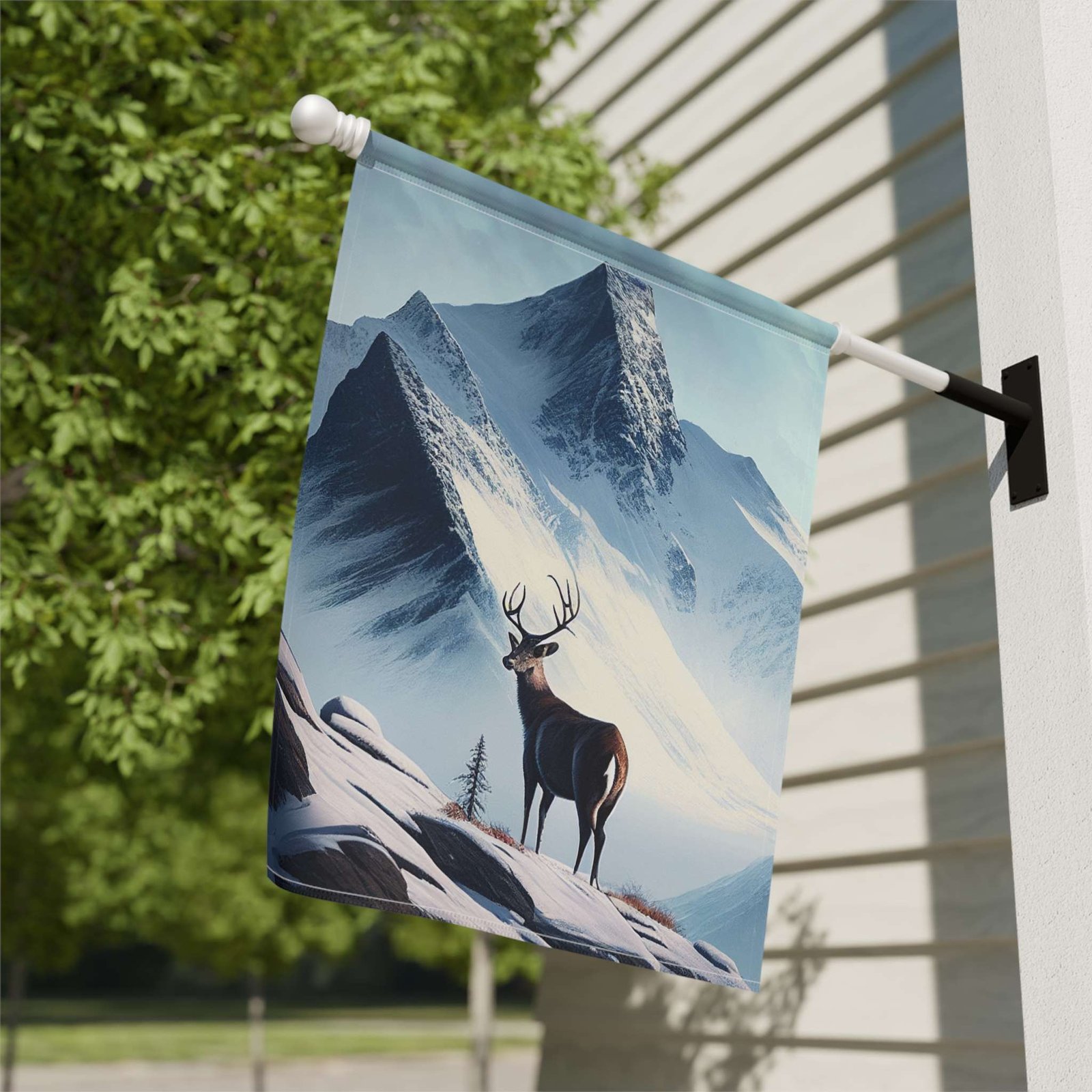 Deer and Snowy Mountain Garden Flag - Image 8