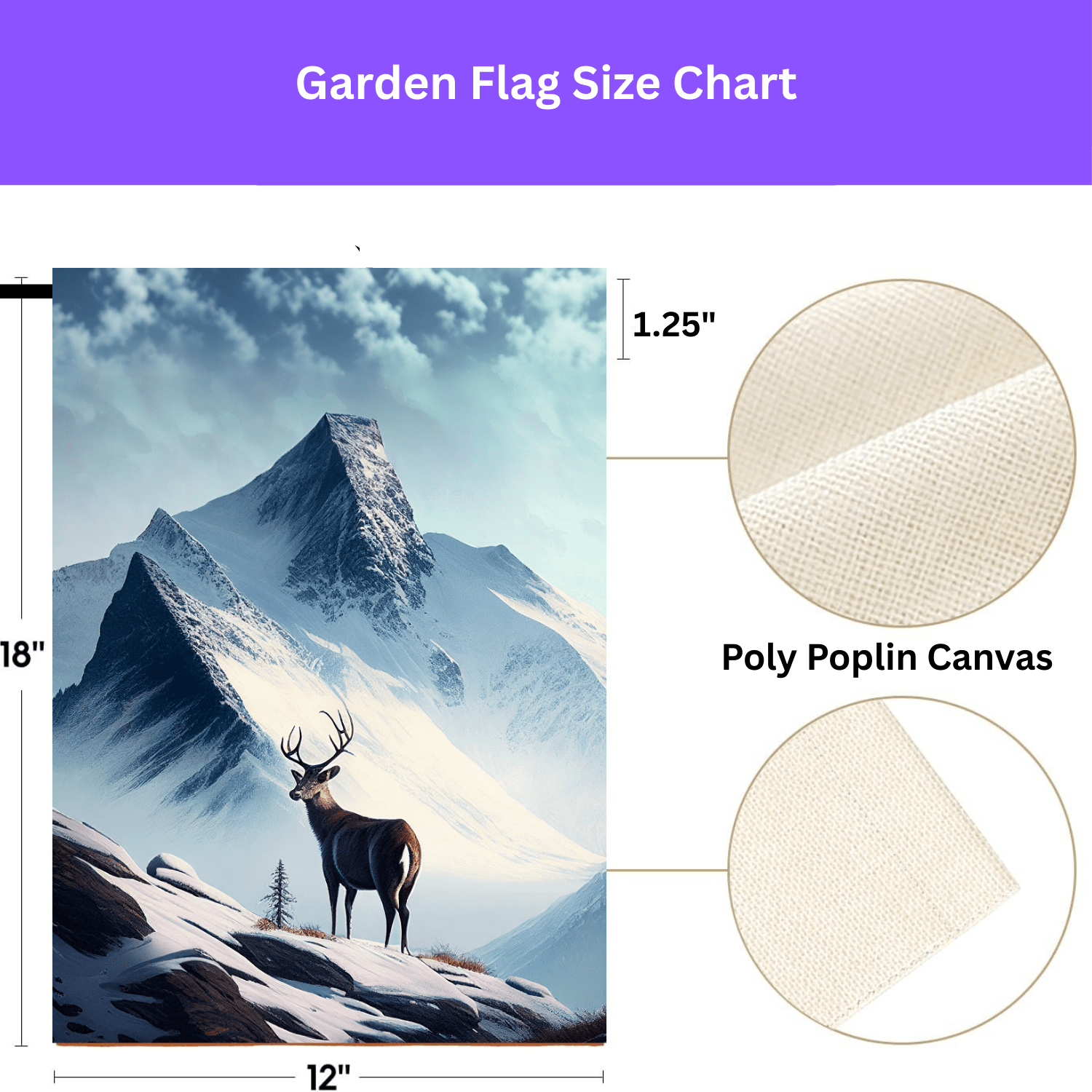 Deer and Snowy Mountain Garden Flag - Image 3