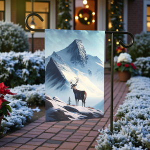 Deer and Snowy Mountain Garden Flag