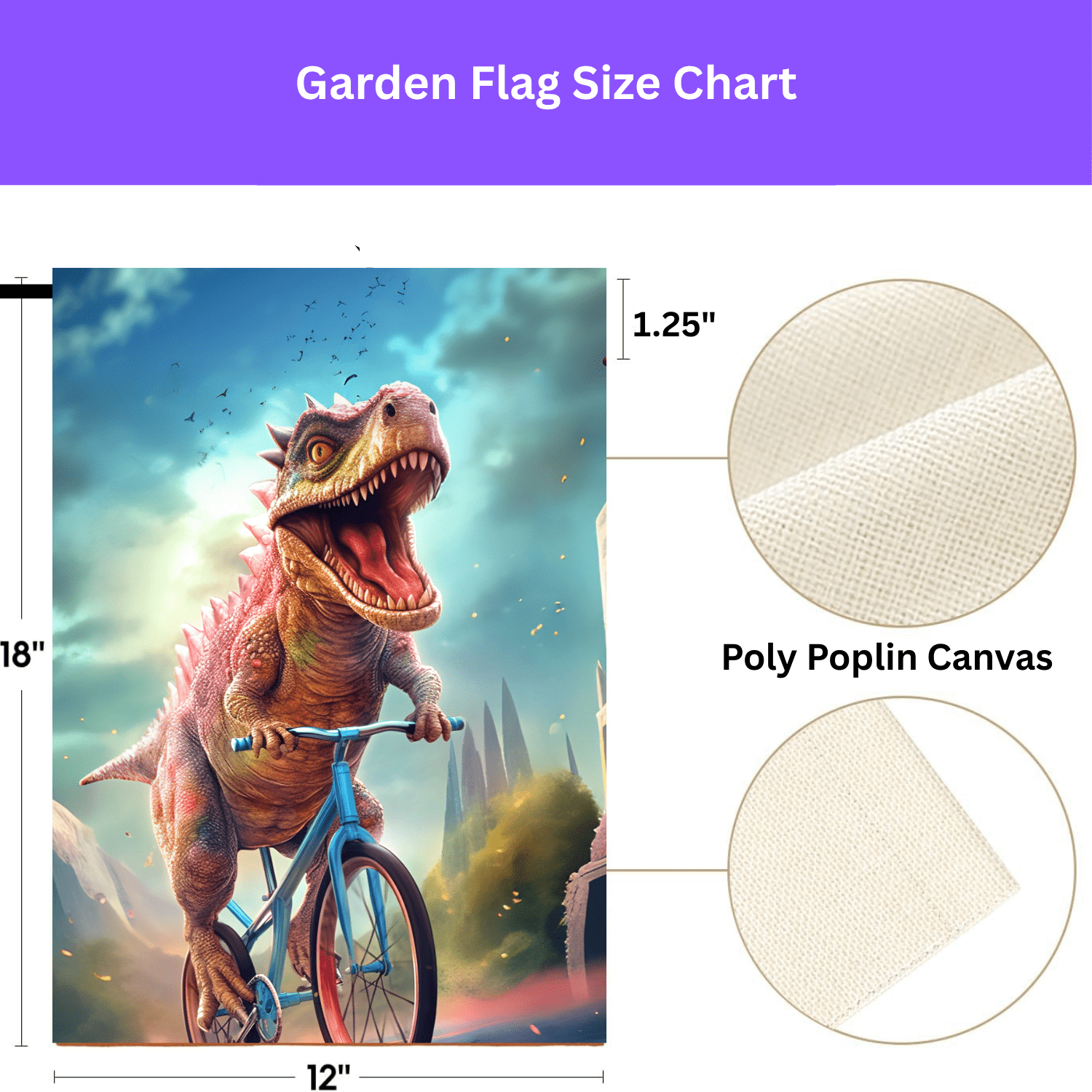 Dinosaur Bicycle Garden Flag - Image 4