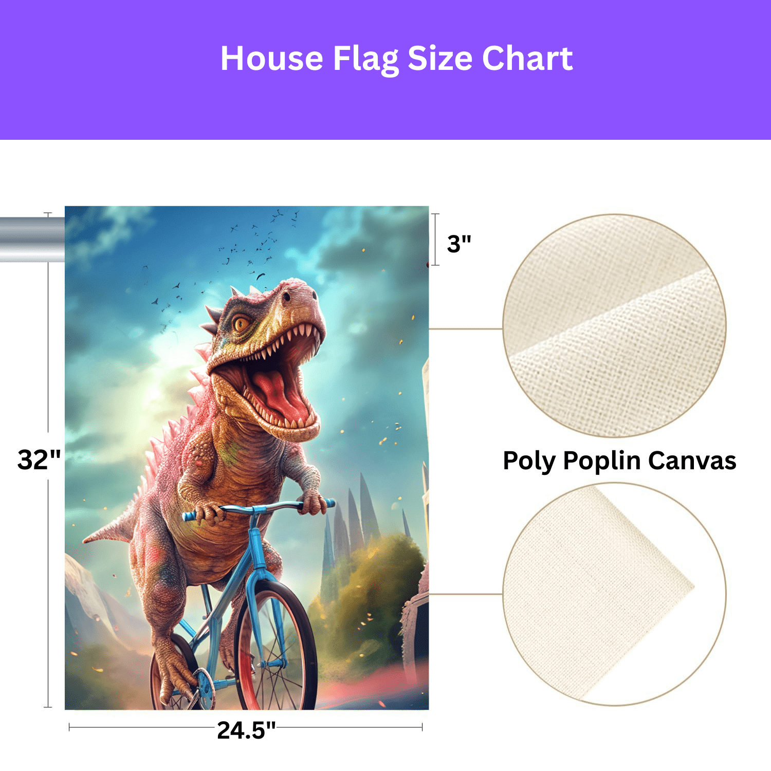 Dinosaur Bicycle Garden Flag - Image 3