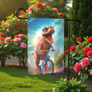 Dinosaur Bicycle Garden Flag