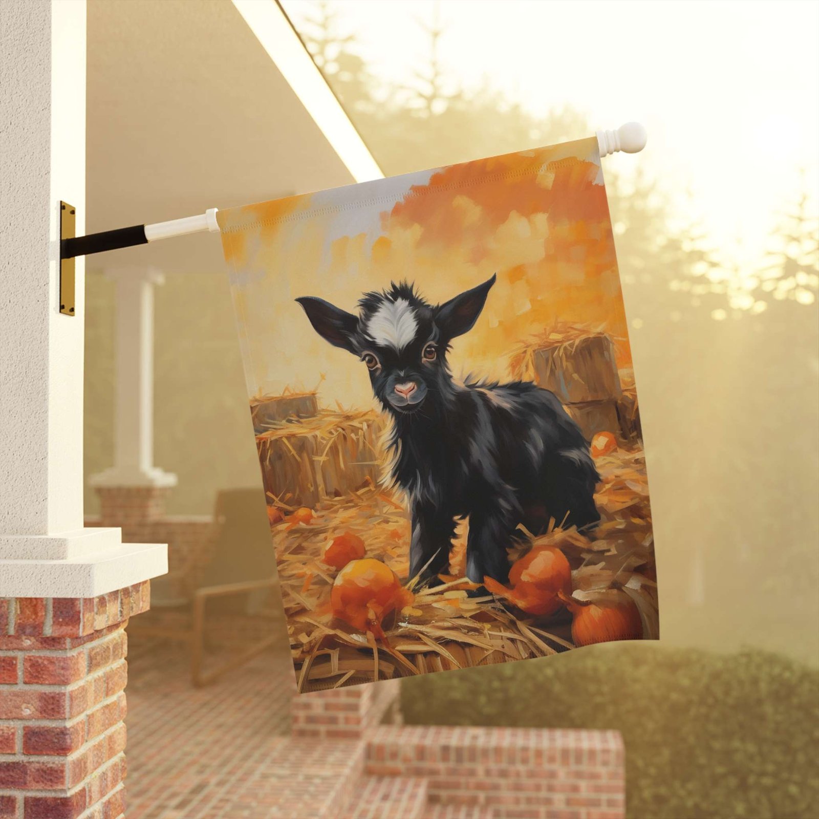Pumpkin Patch Baby Goat Garden Flag - Image 9