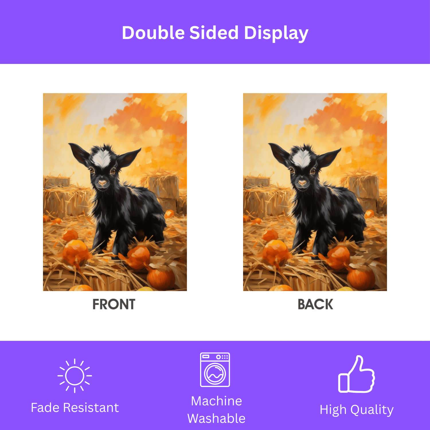 Pumpkin Patch Baby Goat Garden Flag - Image 4