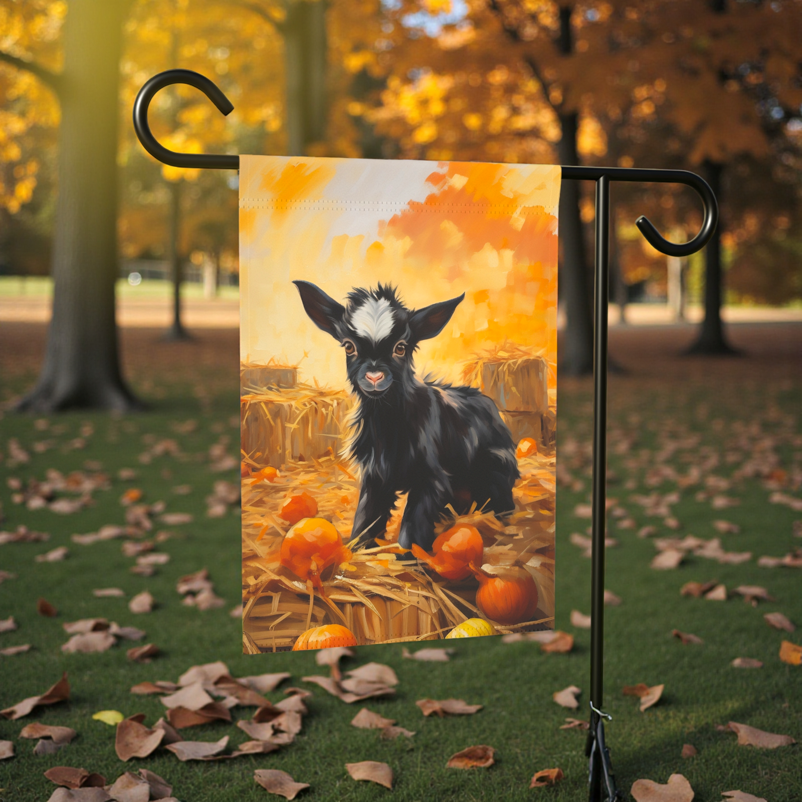 Pumpkin Patch Baby Goat Garden Flag