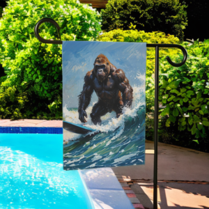 Surfing Gorilla Garden Flag
