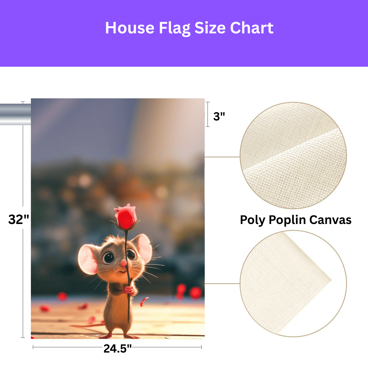 Mouse and Red Rose Valentines Garden Flag - Image 2