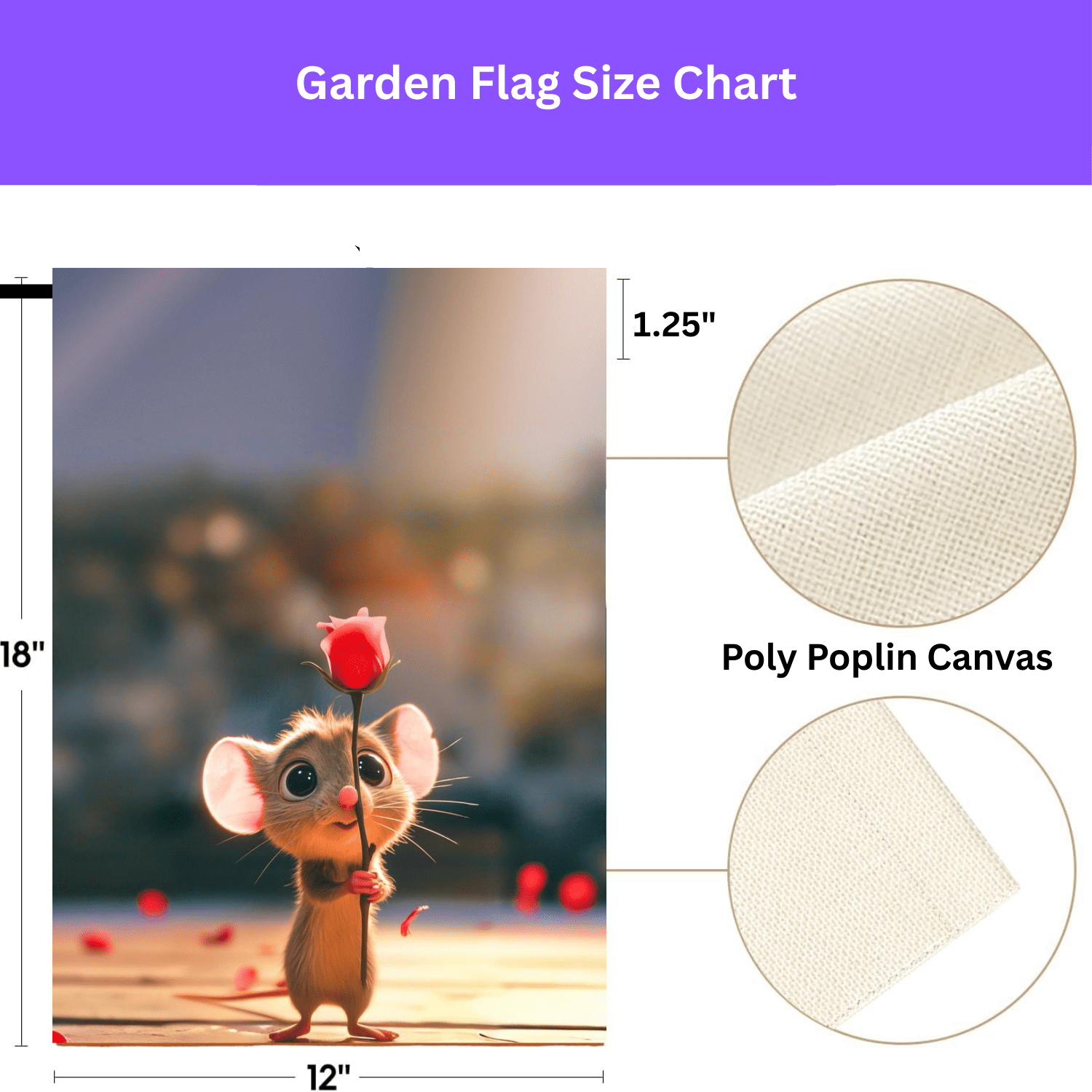 Mouse and Red Rose Valentines Garden Flag - Image 6