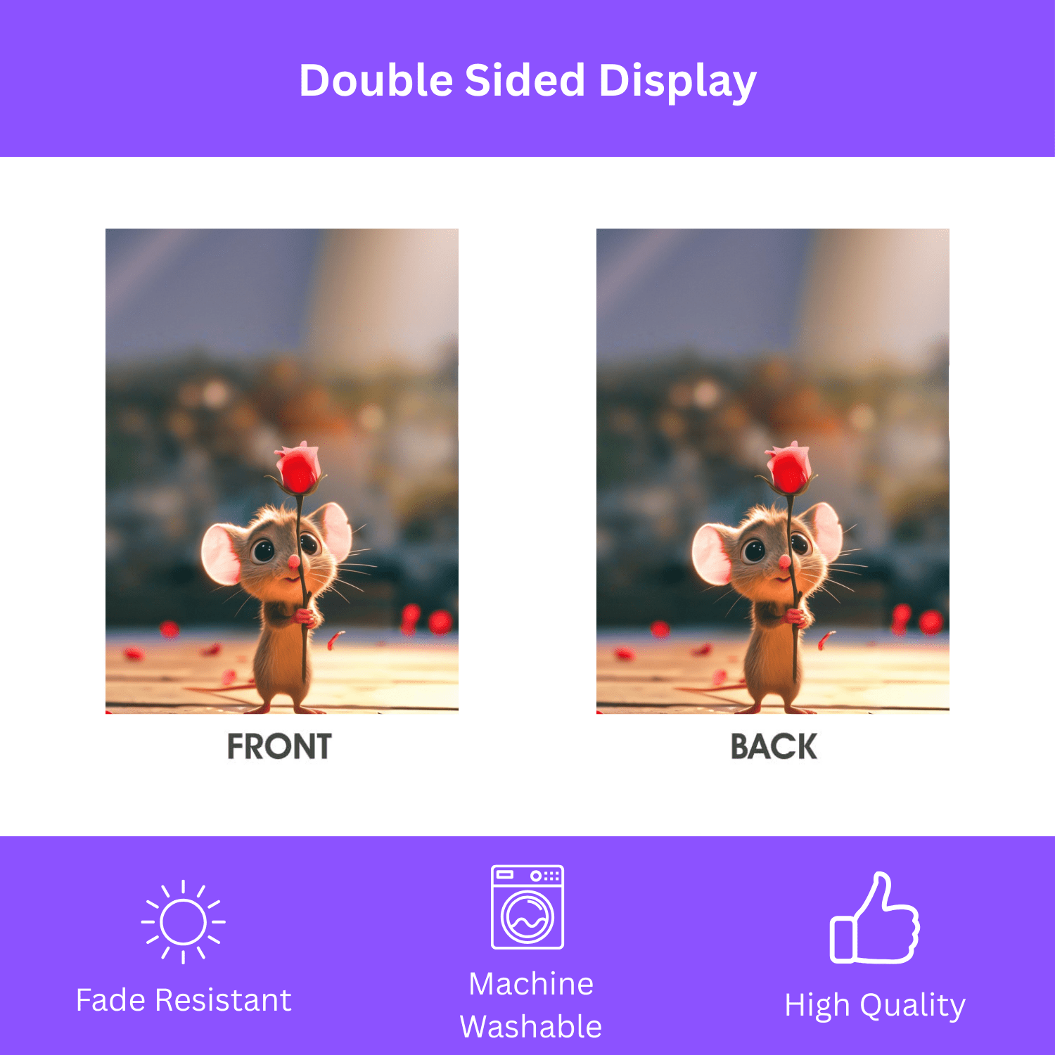 Mouse and Red Rose Valentines Garden Flag - Image 4