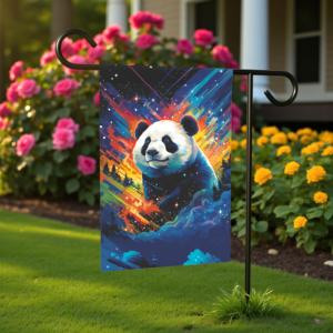 Colorful Sky Panda Garden Flag