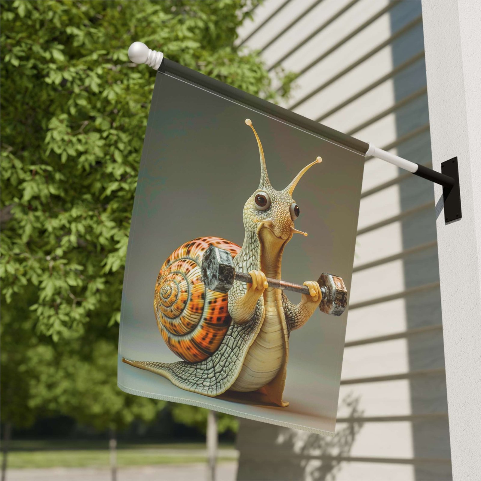 Weigh Lifter Snail Fitness Garden Flag - Image 8