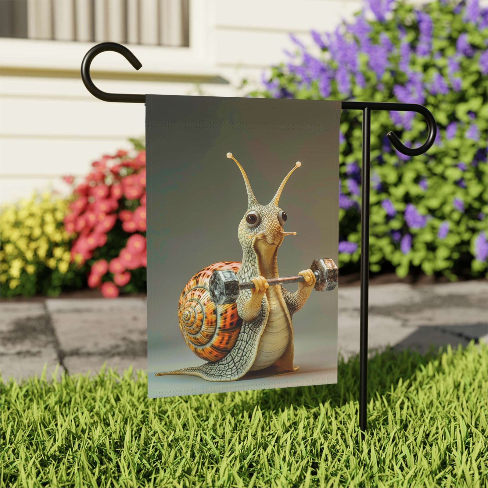Weigh Lifter Snail Fitness Garden Flag - Image 7