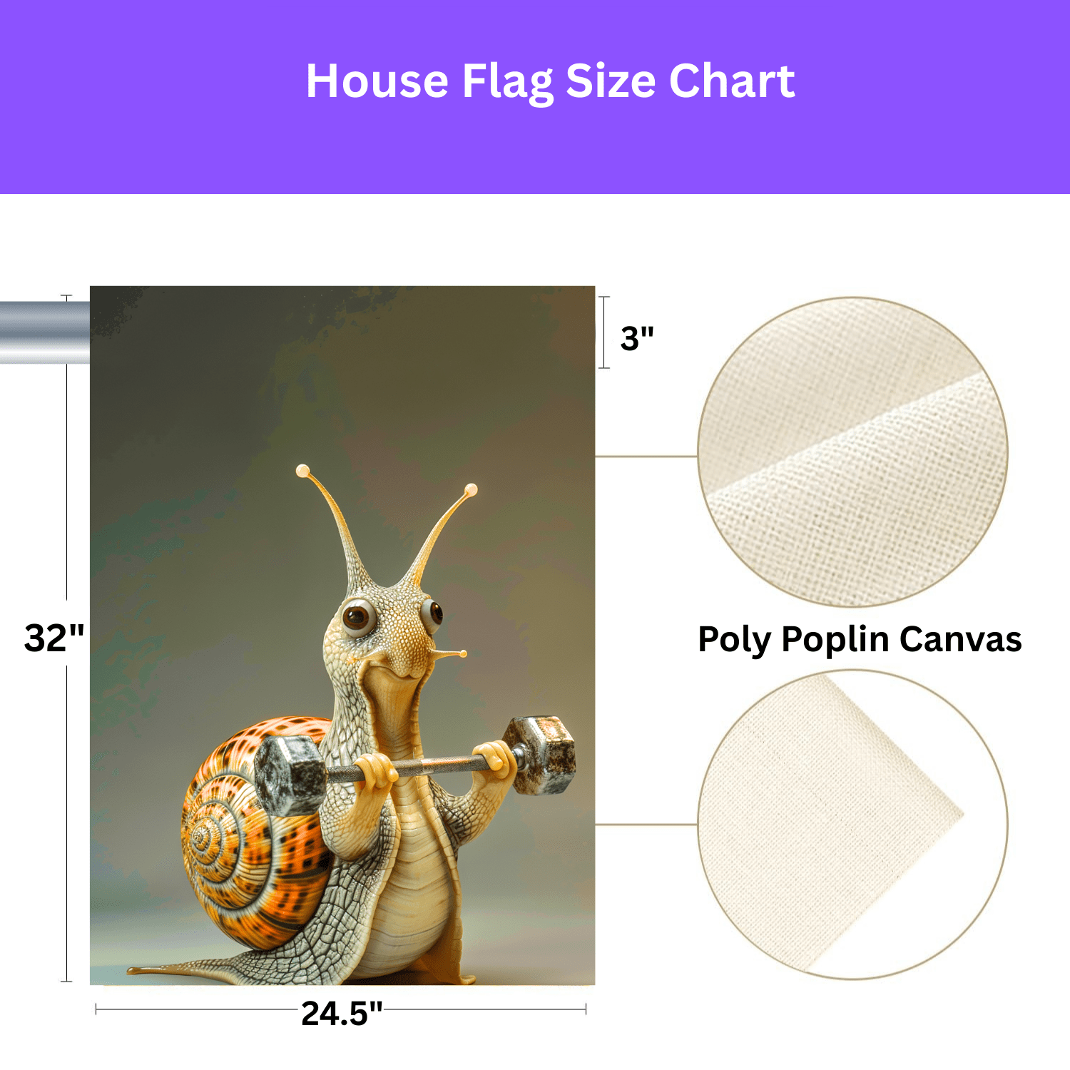 Weigh Lifter Snail Fitness Garden Flag - Image 4