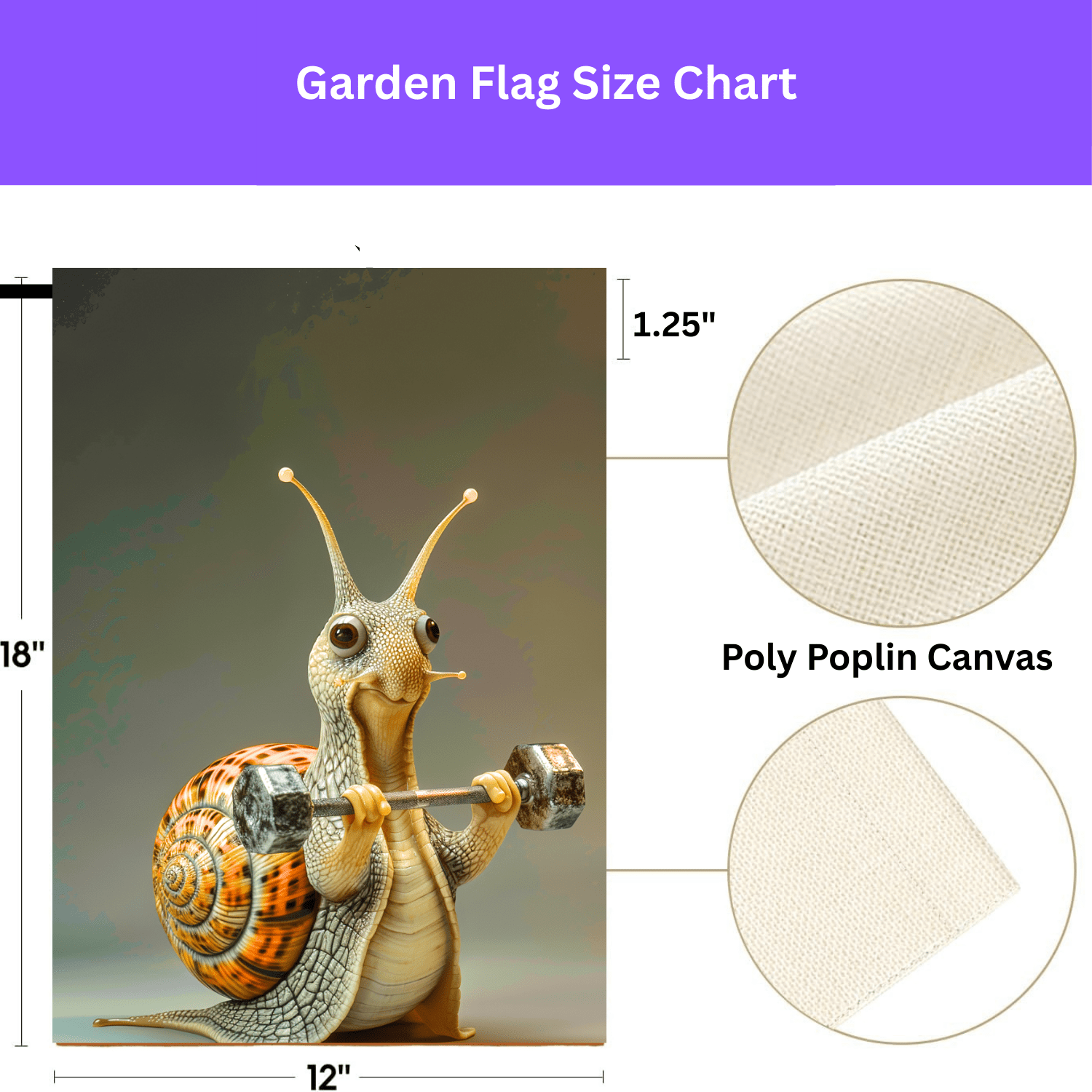 Weigh Lifter Snail Fitness Garden Flag - Image 3