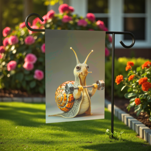 Weigh Lifter Snail Fitness Garden Flag