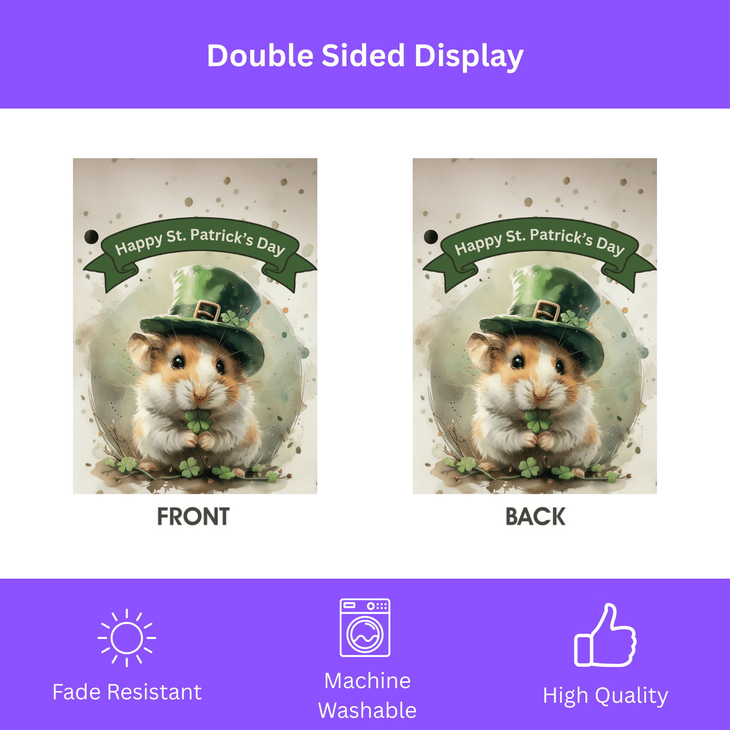 St. Patrick's Day Hamster Garden Flag - Image 2