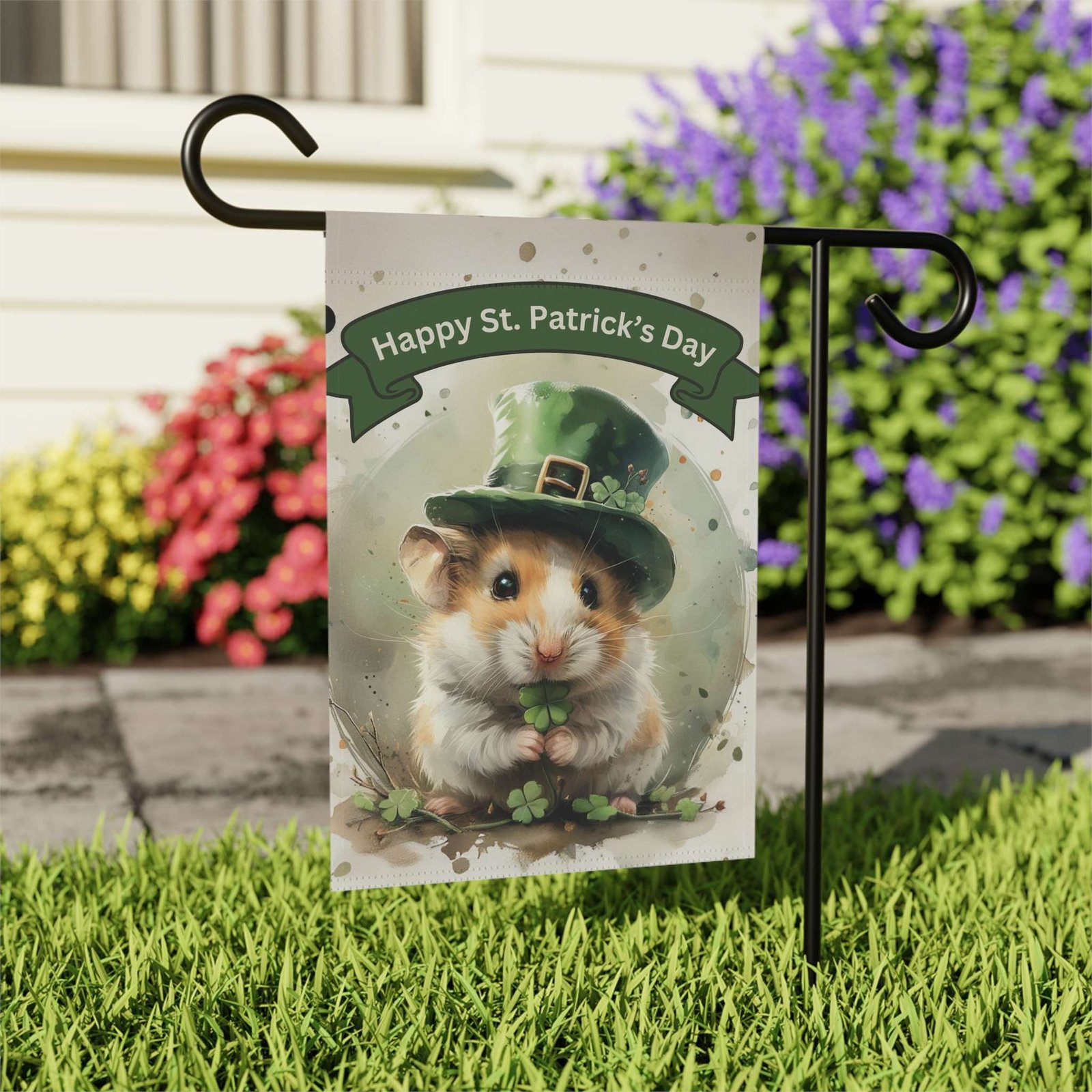 St. Patrick's Day Hamster Garden Flag - Image 8