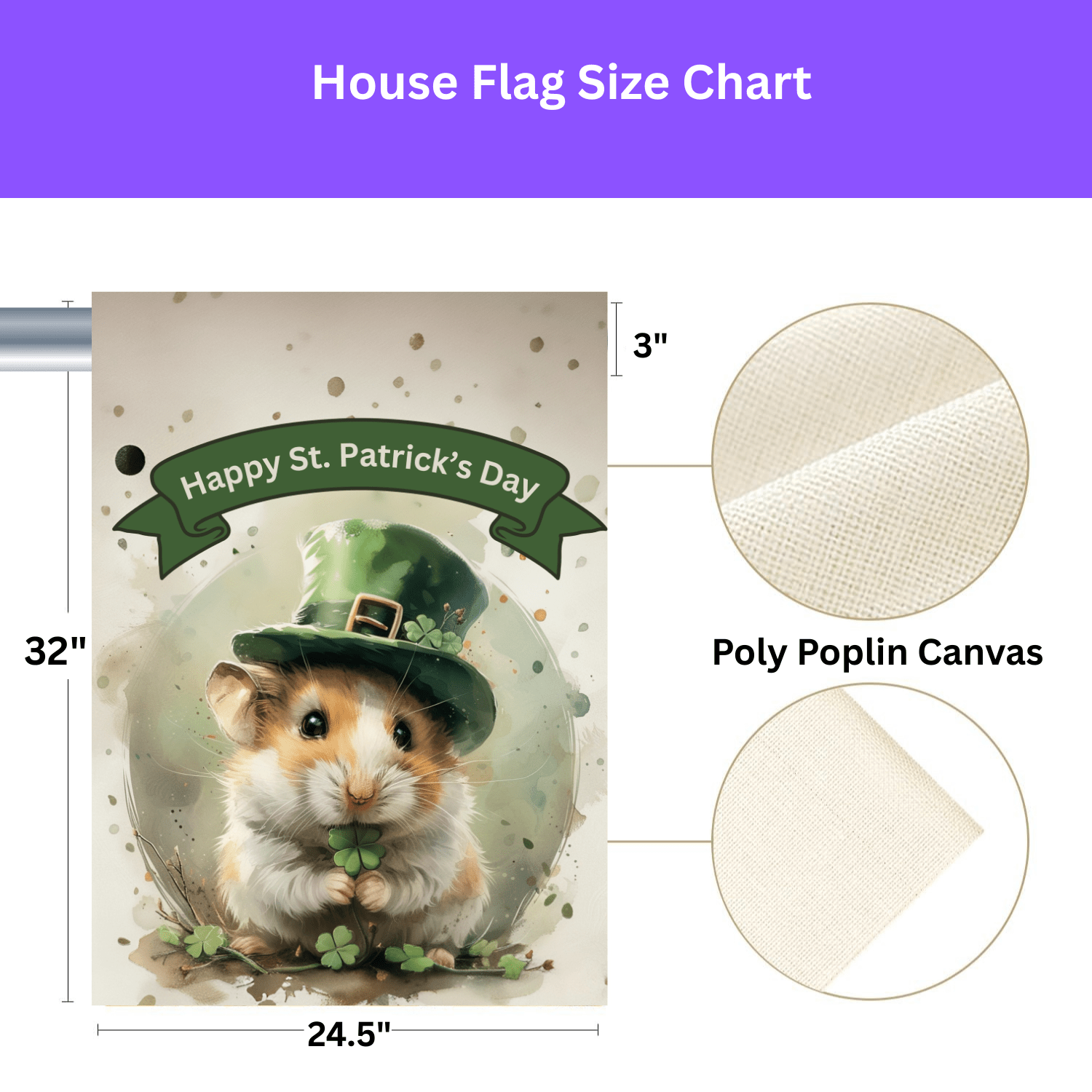 St. Patrick's Day Hamster Garden Flag - Image 3