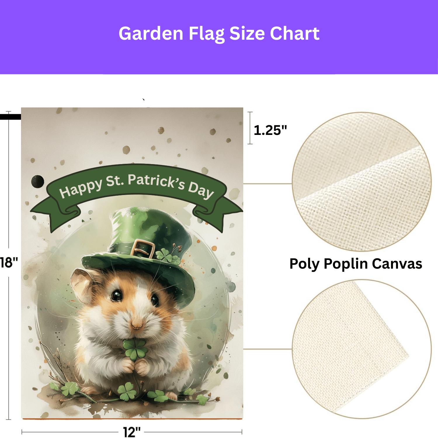 St. Patrick's Day Hamster Garden Flag - Image 4