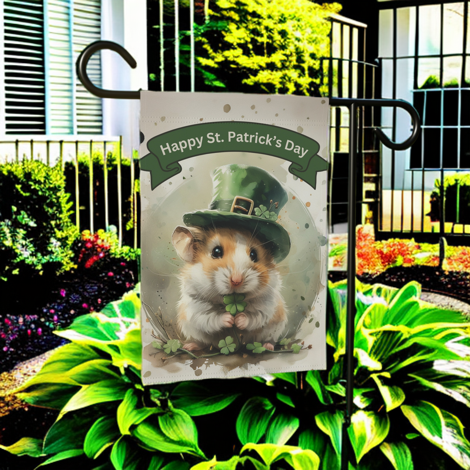 St. Patrick's Day Hamster Garden Flag - Image 5