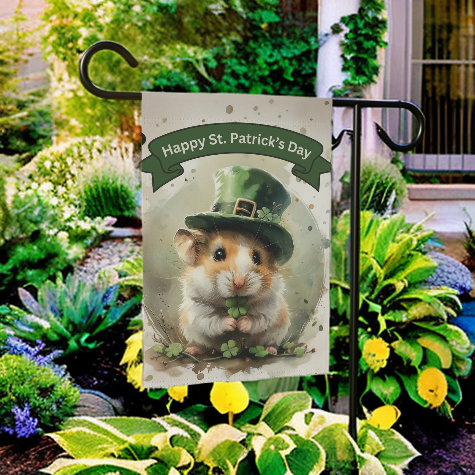 St. Patrick's Day Hamster Garden Flag - Image 6