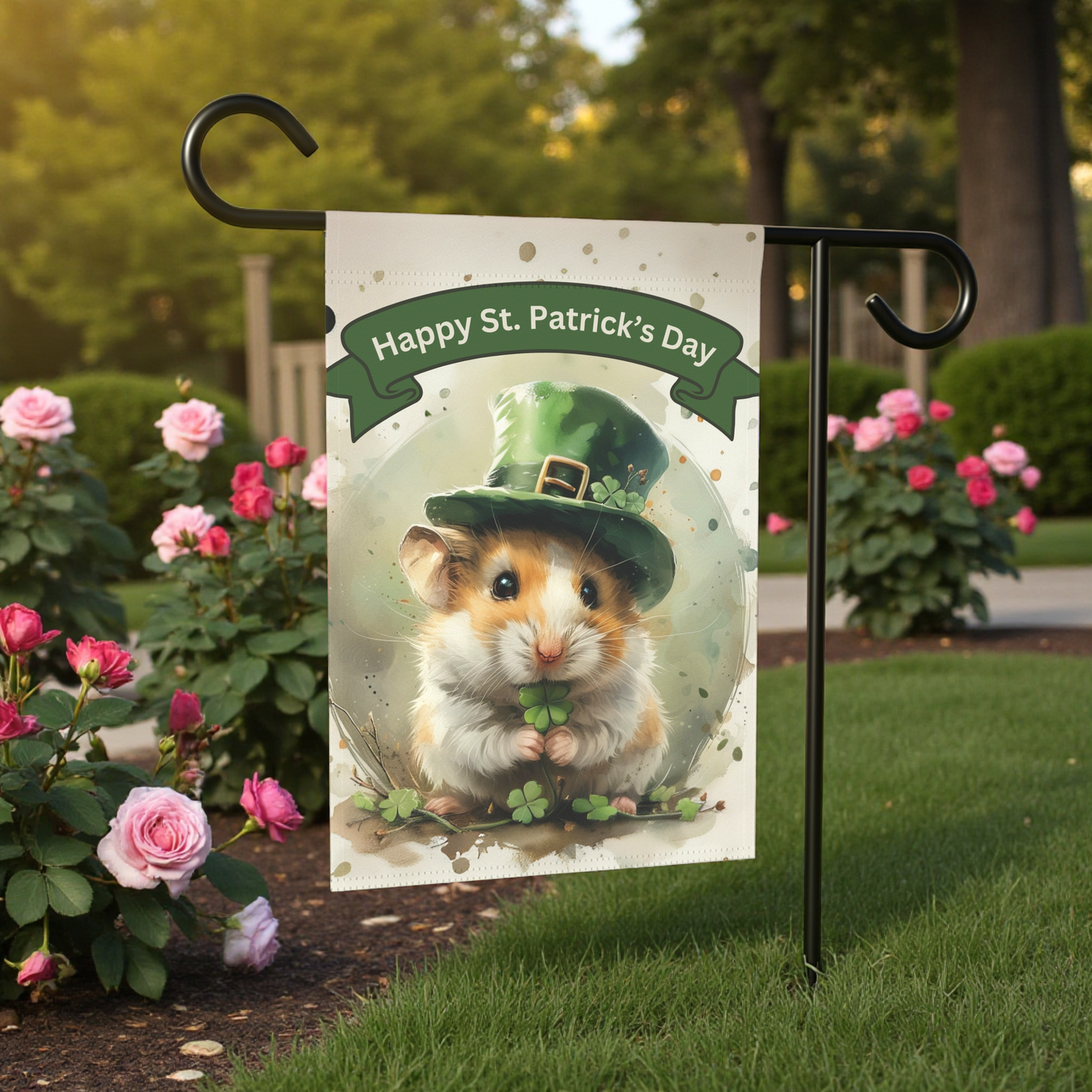St. Patrick's Day Hamster Garden Flag - Image 7