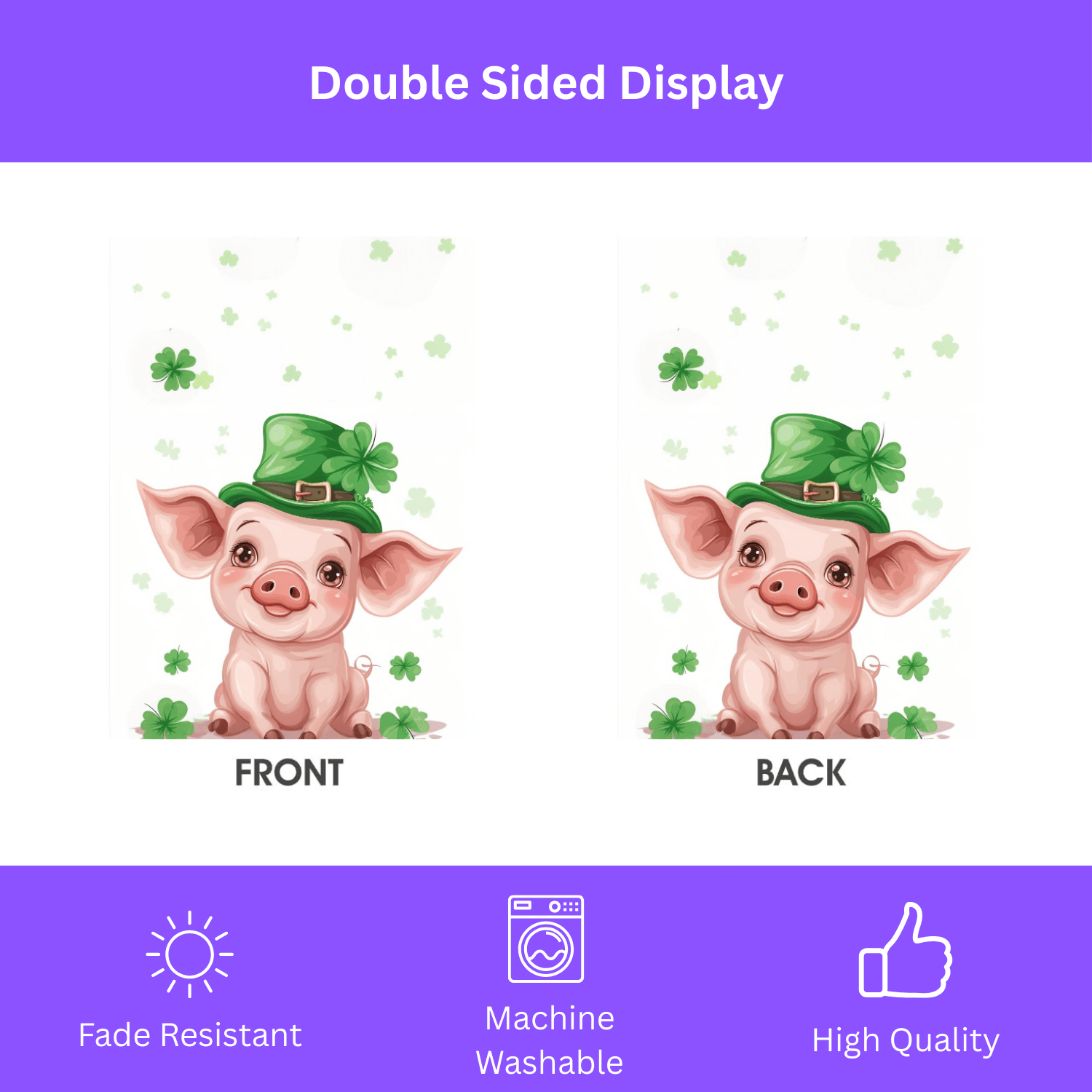 St. Patrick's Day Pig Garden Flag - Image 2