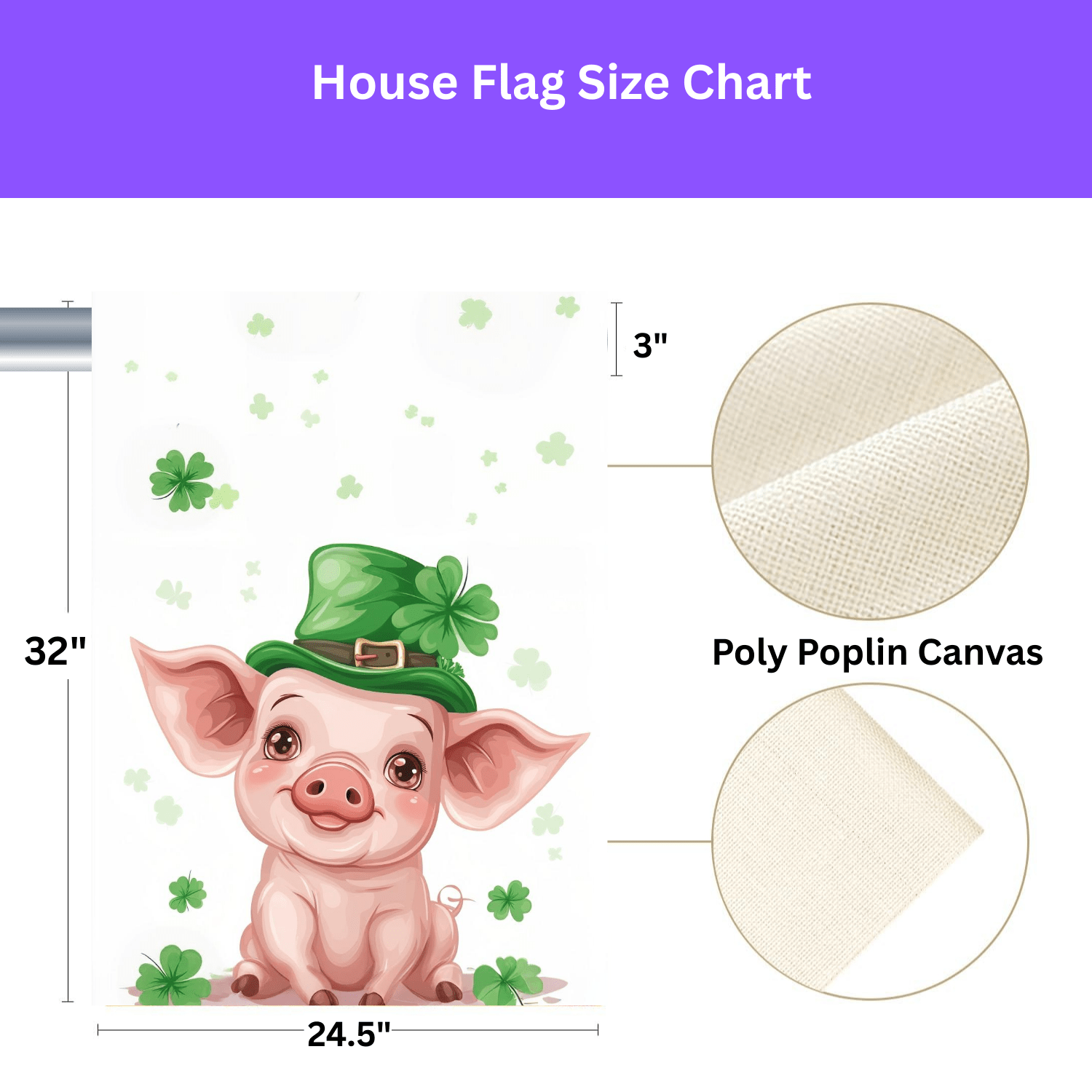 St. Patrick's Day Pig Garden Flag - Image 3