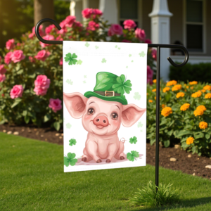 St. Patrick's Day Pig Garden Flag