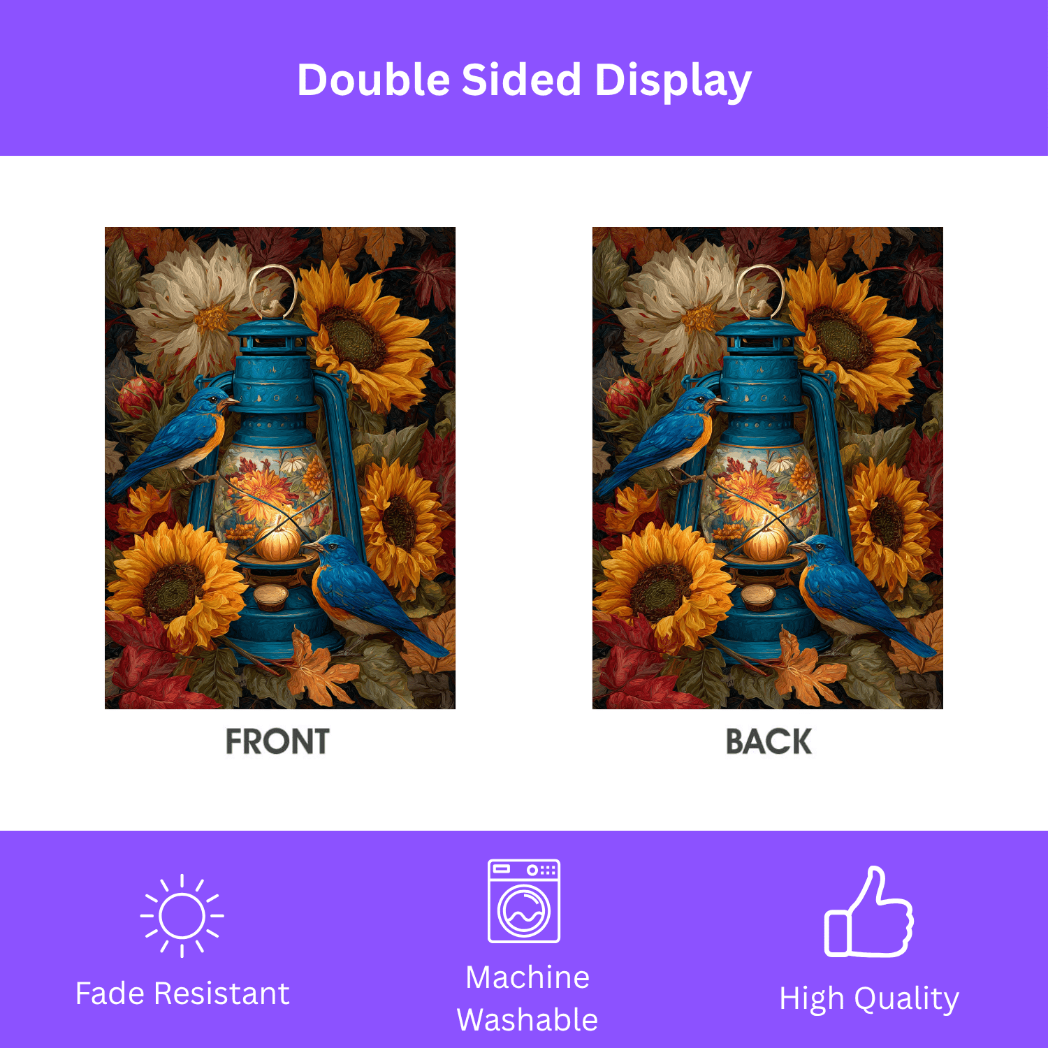 Blue Lantern and Blue Birds Garden Flag - Image 3