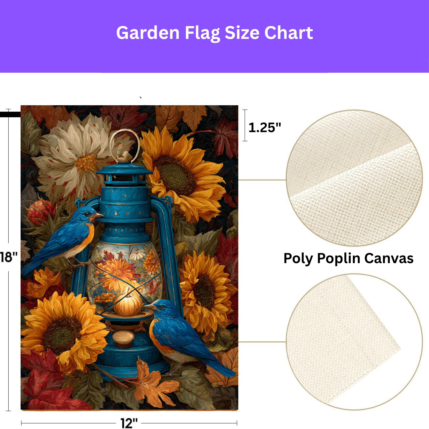 Blue Lantern and Blue Birds Garden Flag - Image 2