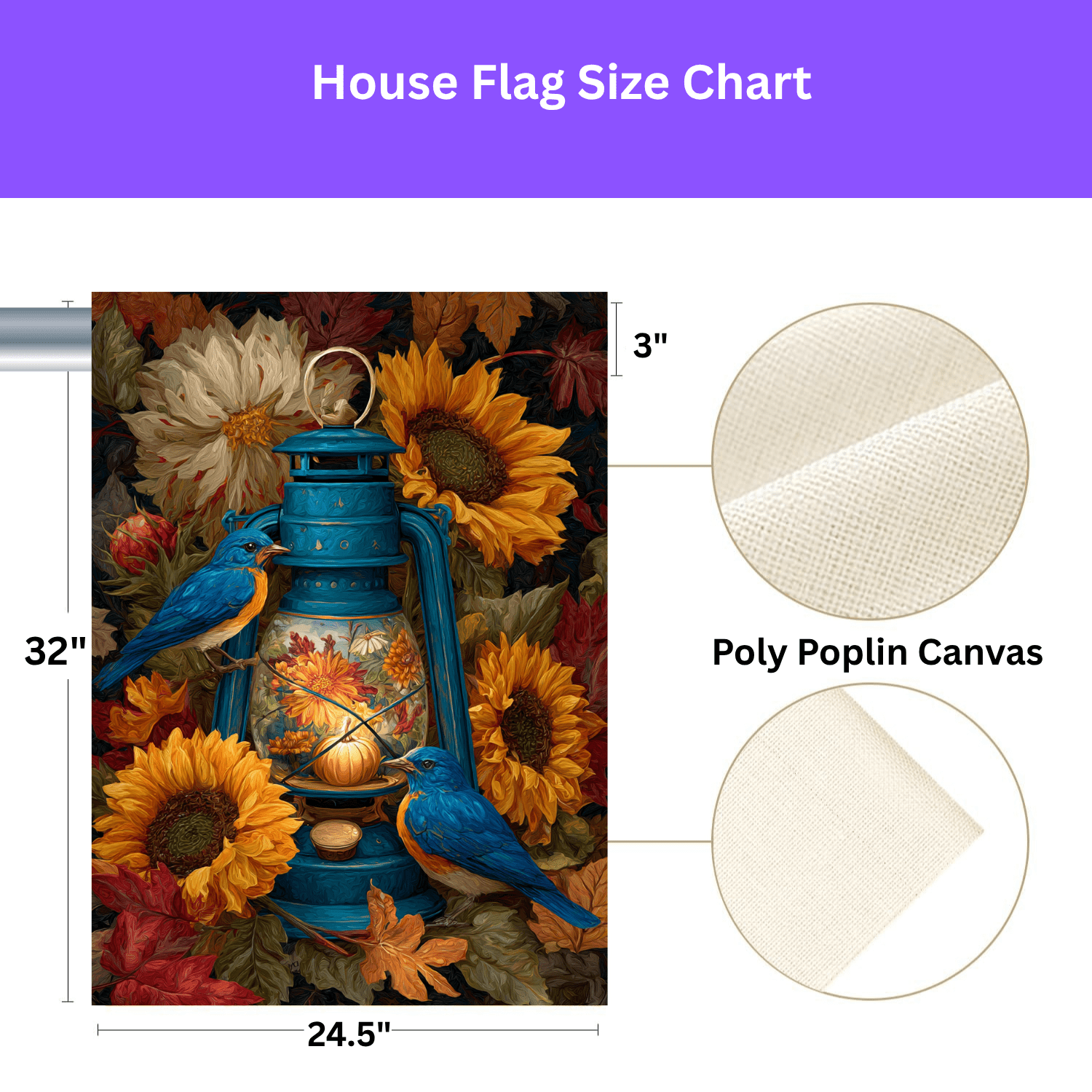 Blue Lantern and Blue Birds Garden Flag - Image 4