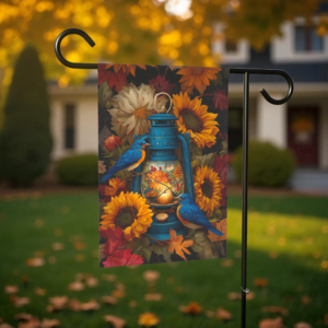 Blue Lantern and Blue Birds Garden Flag