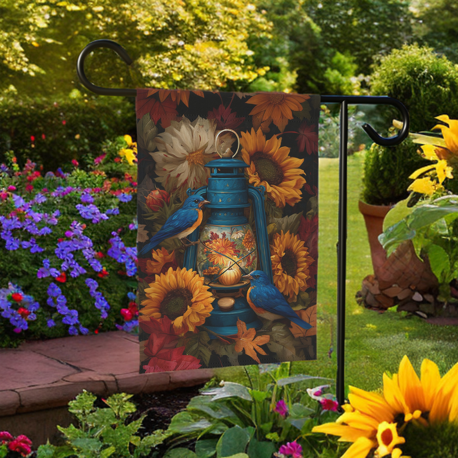 Blue Lantern and Blue Birds Garden Flag - Image 6