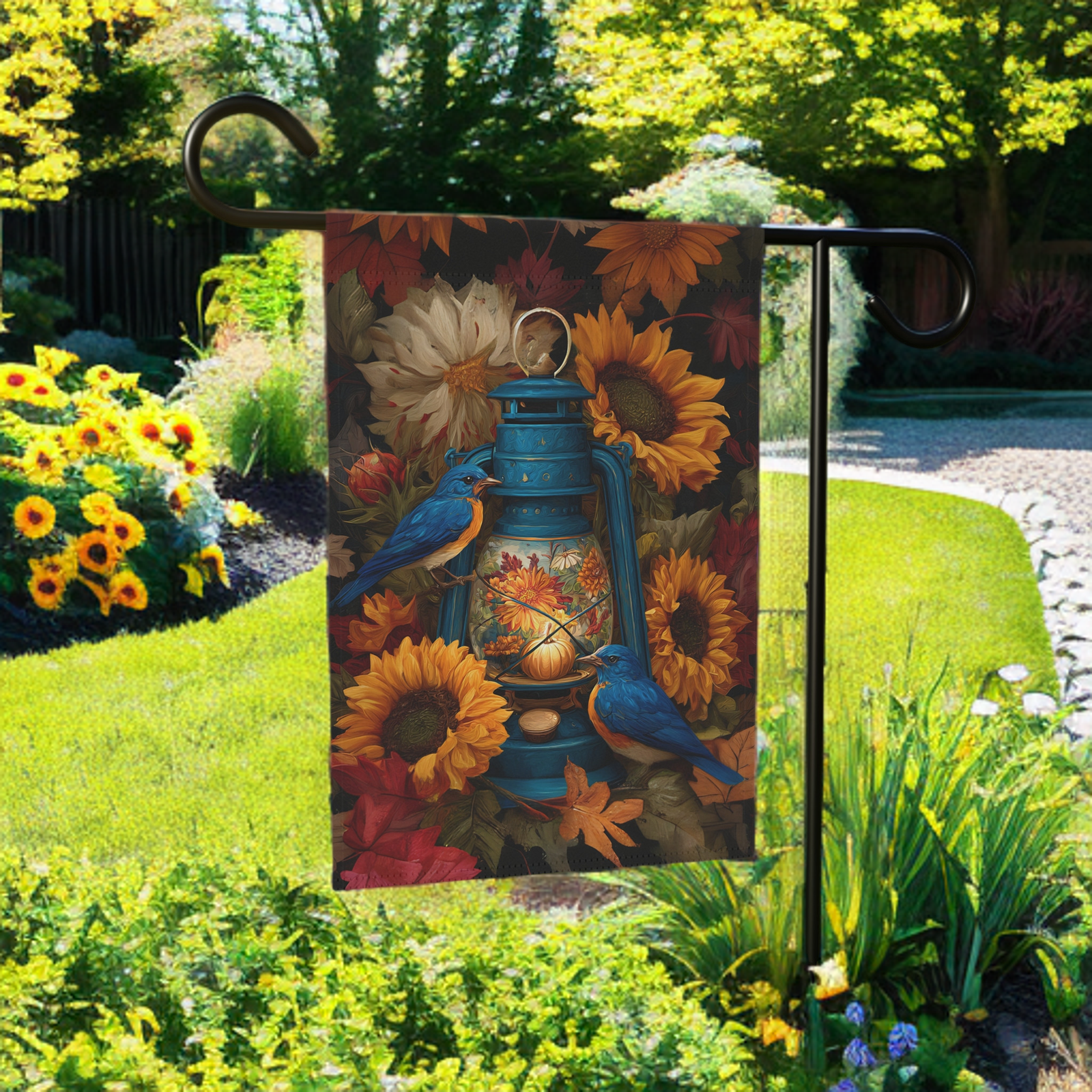Blue Lantern and Blue Birds Garden Flag - Image 7