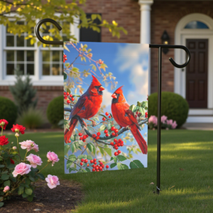 Two Cardinals in the Branches Garden Flag
