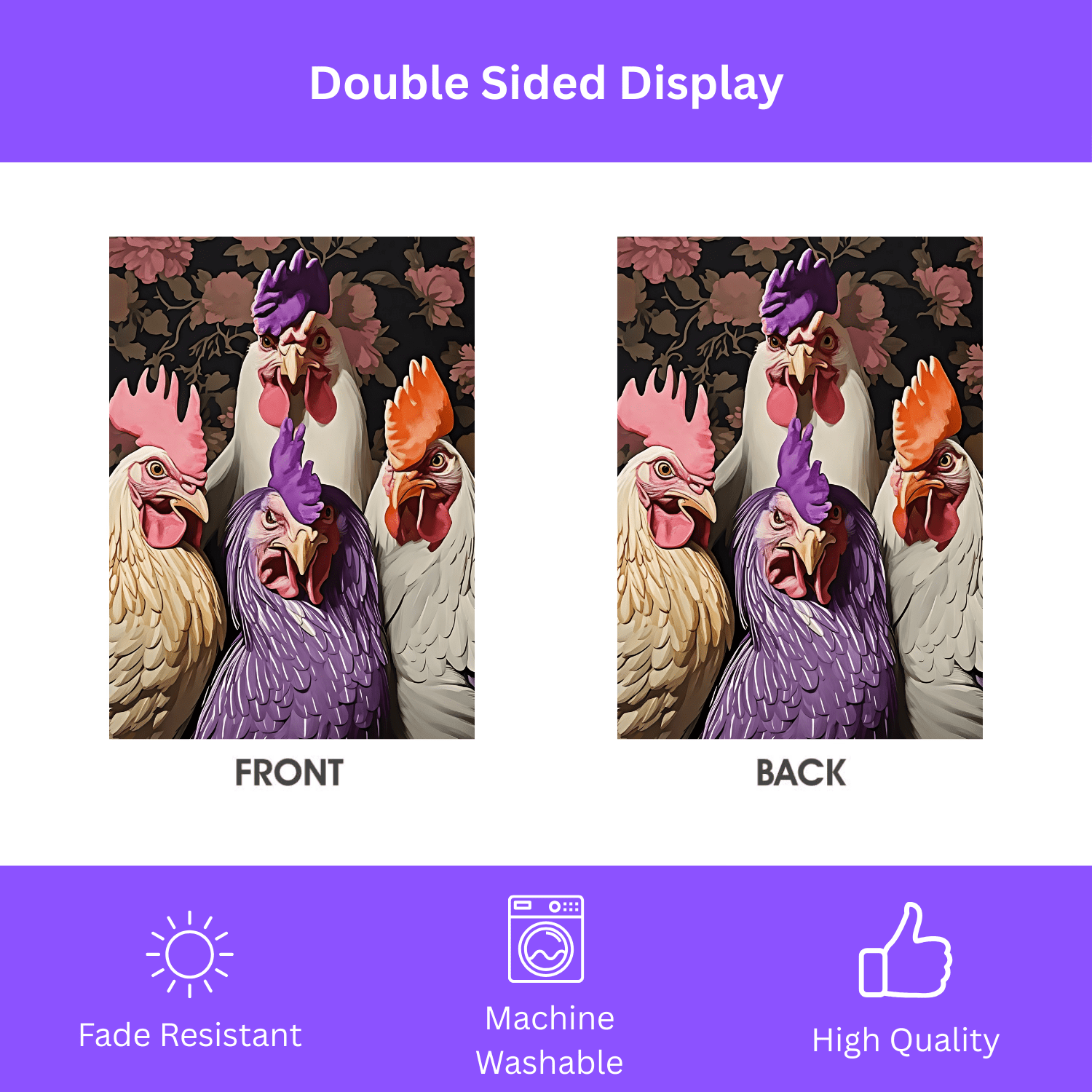 Angry Abstract Chickens Garden Flag - Image 2