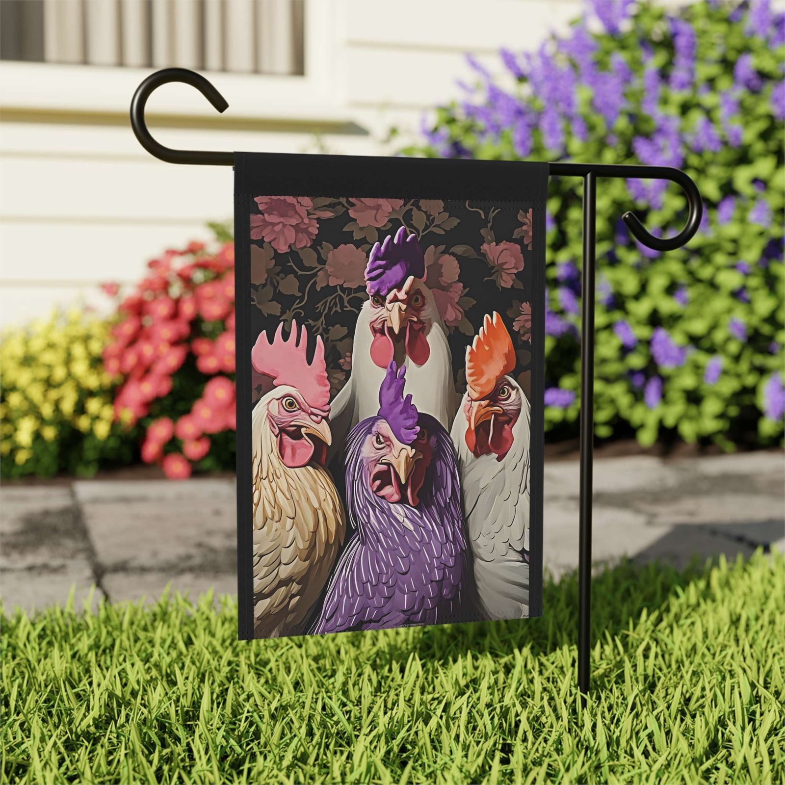 Angry Abstract Chickens Garden Flag - Image 7