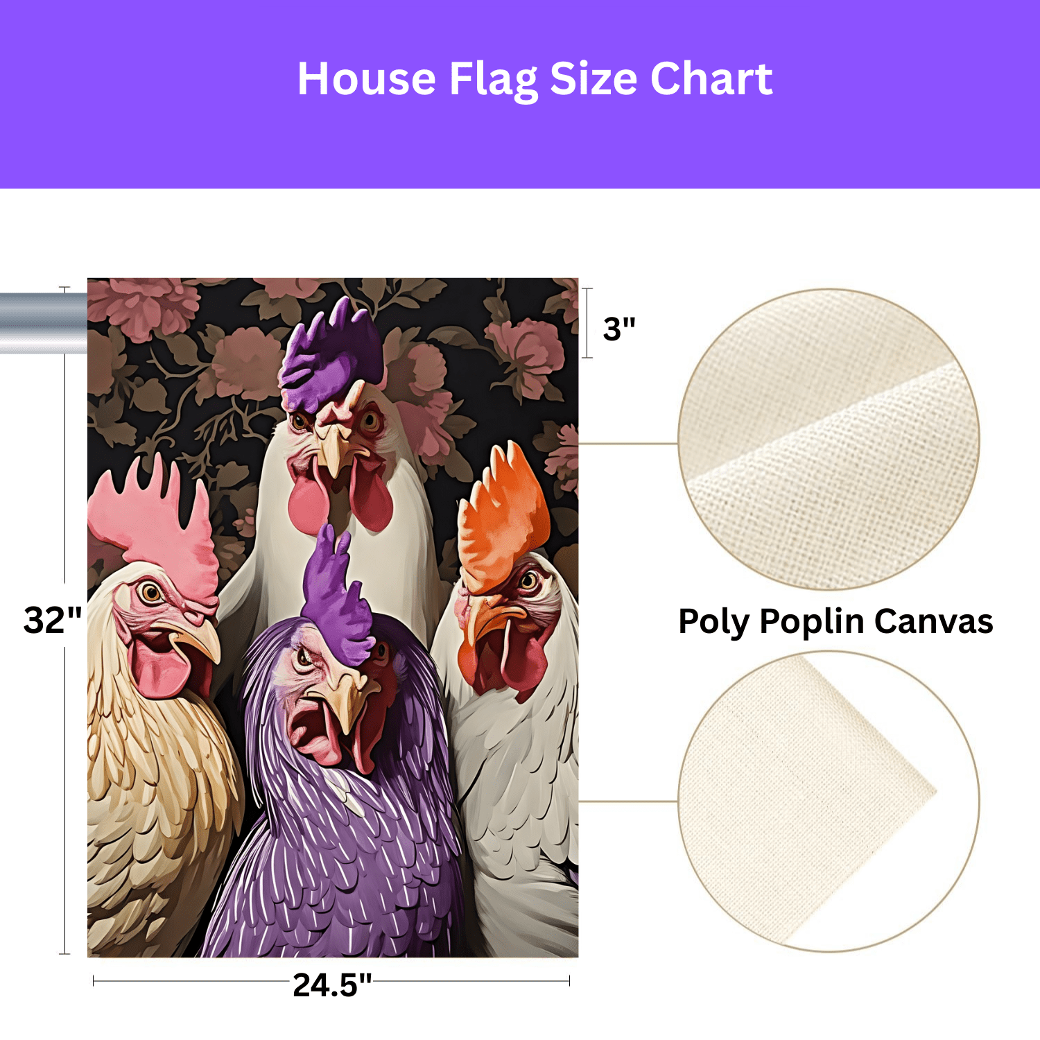 Angry Abstract Chickens Garden Flag - Image 3