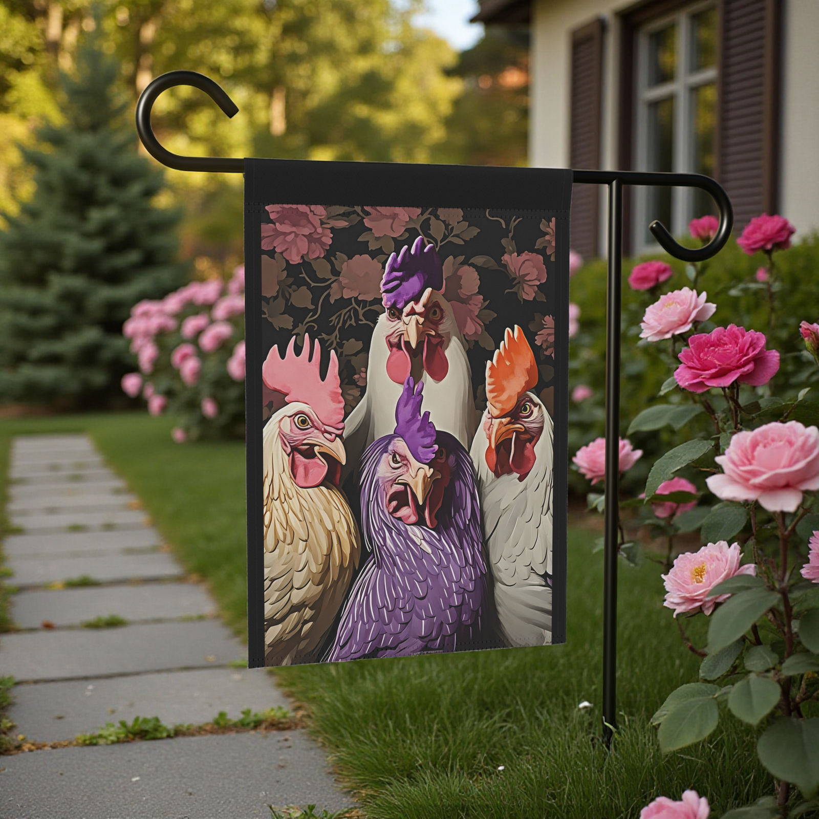 Angry Abstract Chickens Garden Flag - Image 6