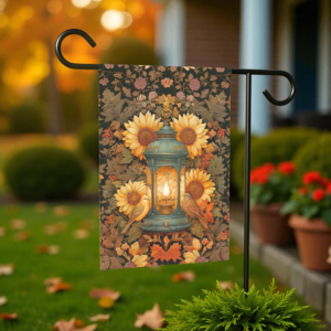Sunflower and Birds Lantern Garden Flag