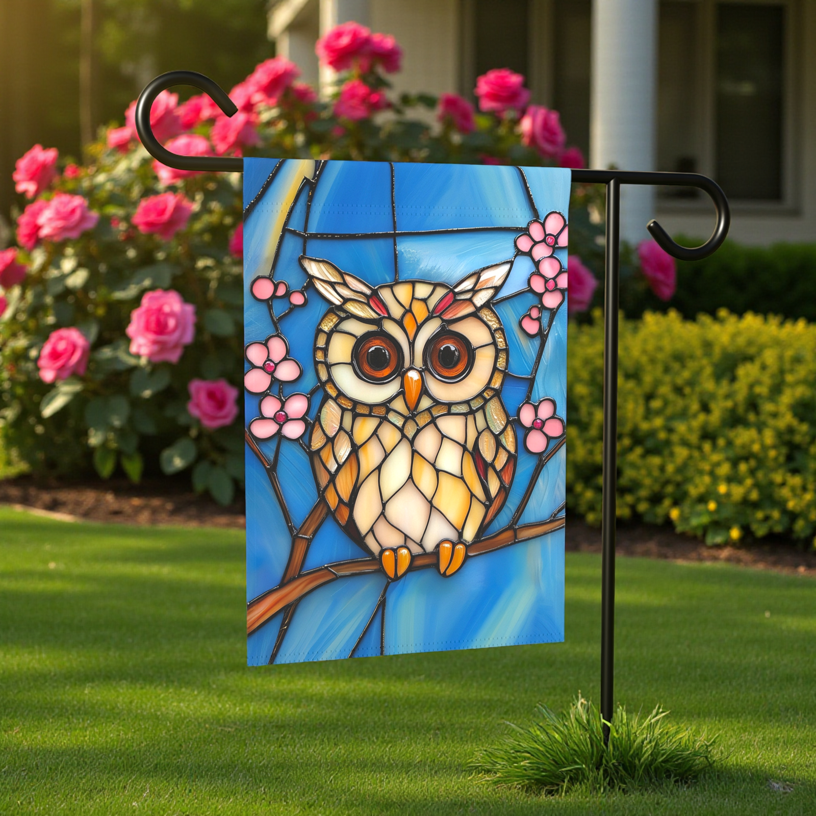 Stained Glass Owl Garden Flag - Image 5