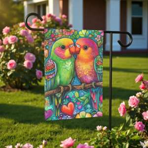 Abstract Love Birds Garden Flag