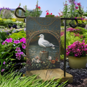 Seagull On A Post Garden Flag