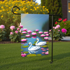 Lotus Flower Swan Garden Flag