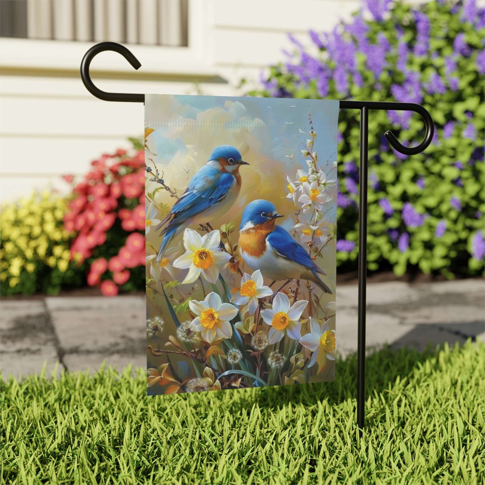 Yellow Daffodil Blue Birds Garden Flag - Image 7