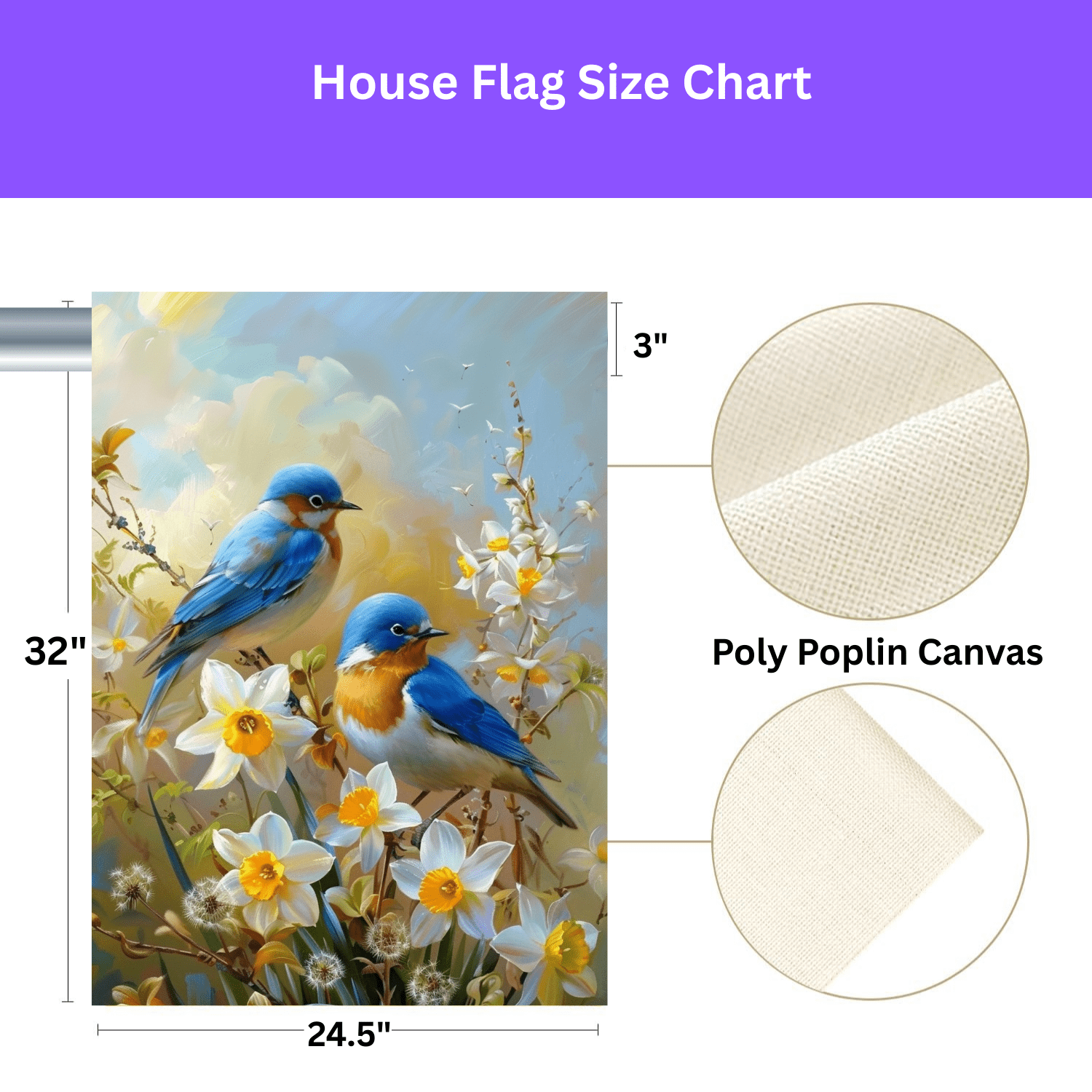 Yellow Daffodil Blue Birds Garden Flag - Image 3