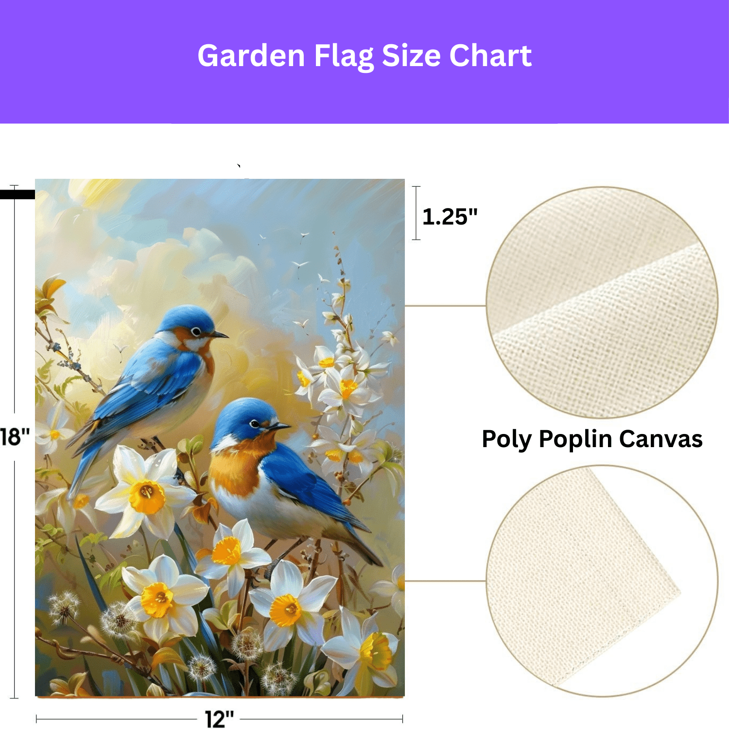 Yellow Daffodil Blue Birds Garden Flag - Image 2