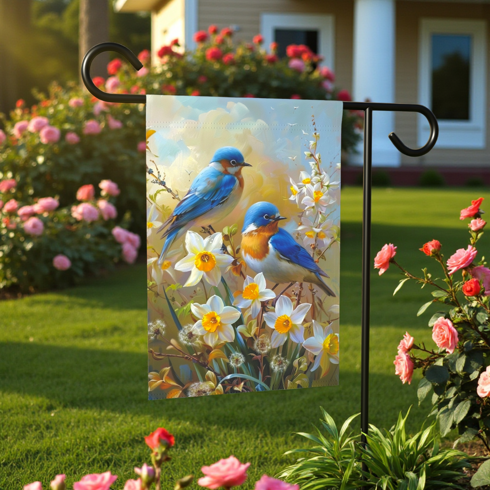 Yellow Daffodil Blue Birds Garden Flag - Image 6