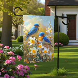 Yellow Daffodil Blue Birds Garden Flag
